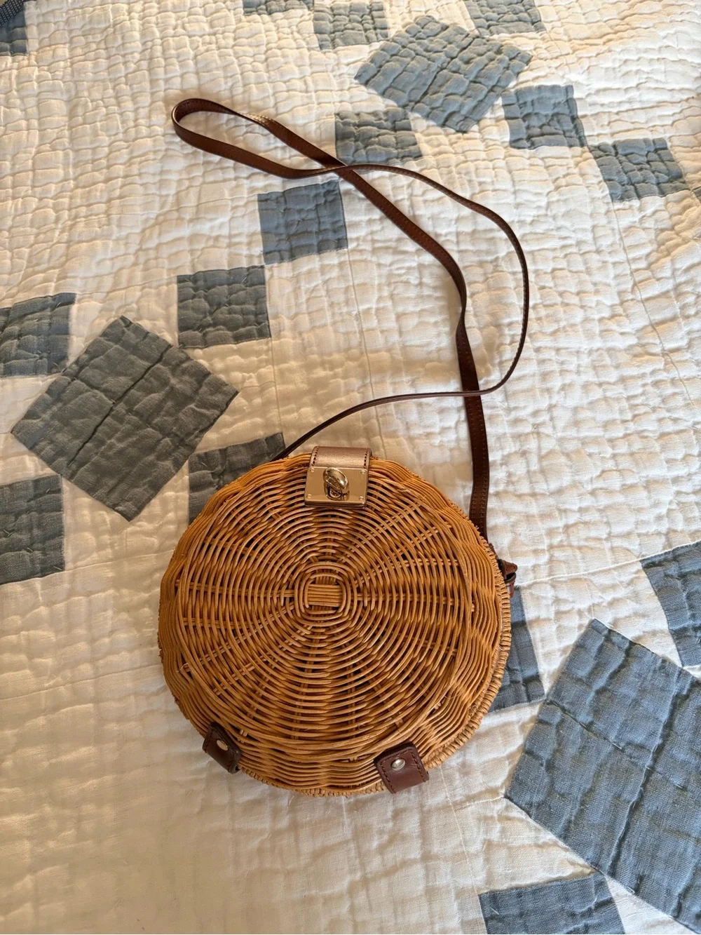 J. Crew Round Woven Crossbody in Natural and Brown - Picture 2 of 4
